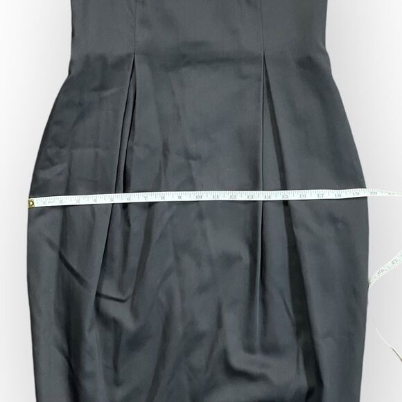 Vintage Black strapless dress, sz 12. Gold accents sweetheart retro prom formal - Picture 9 of 16